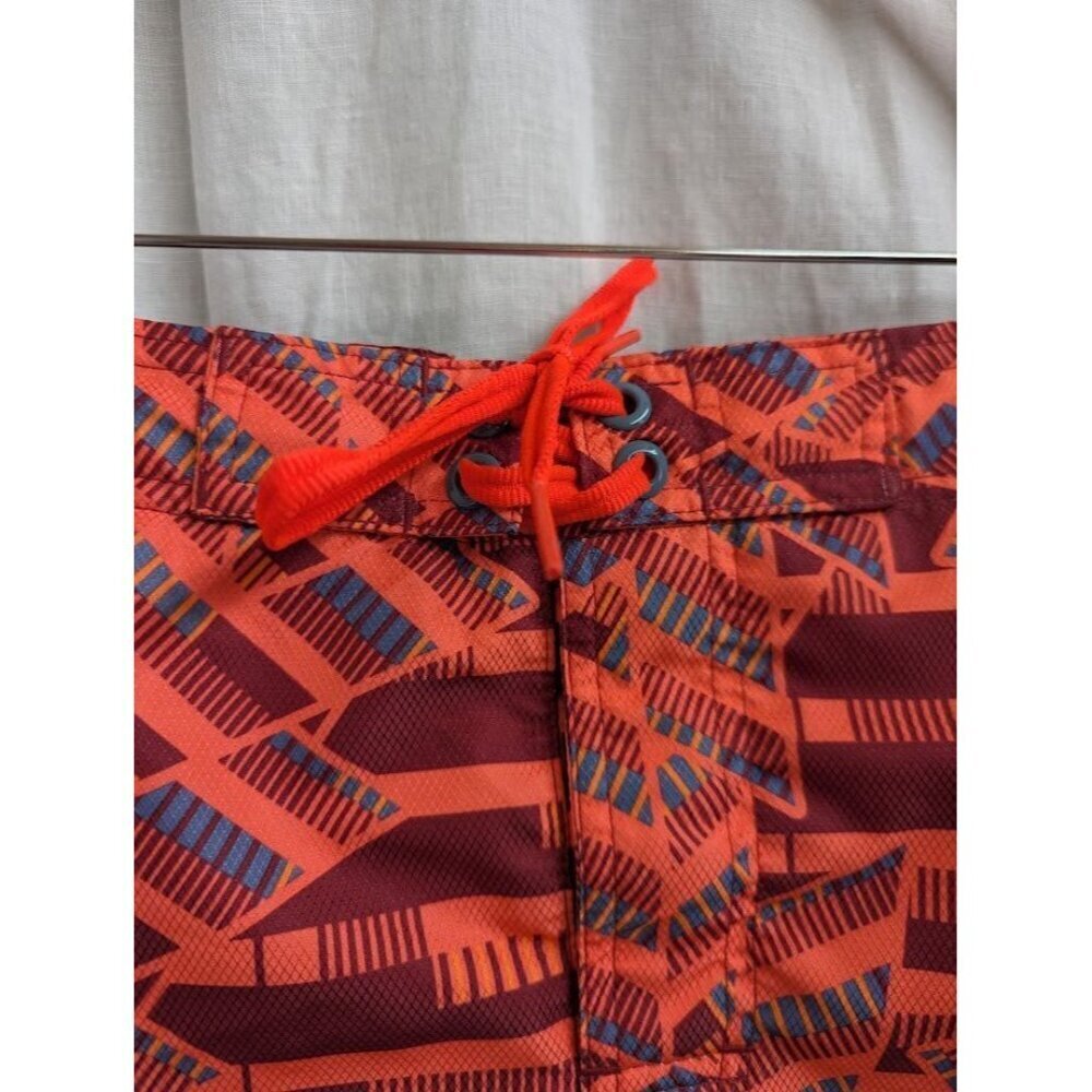 Nike Men's size Medium geometric swim shorts, orange burgundy, neon, lined O13 - Picture 3 of 11